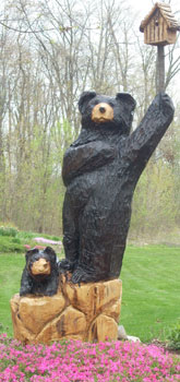 6' Chainsaw Bear and Cub with Birdhouse