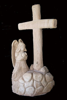 Commissioned Carving of Cross with Angel