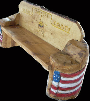 Bench with American Flags