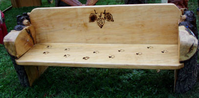 Bear Bench with Pine Cones & Paw Prints