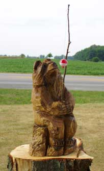 Bear Sitting Fishing with pole