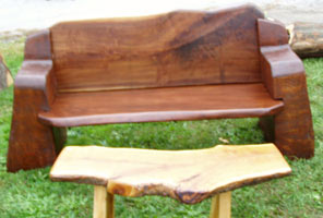 Walnu Bench with Back